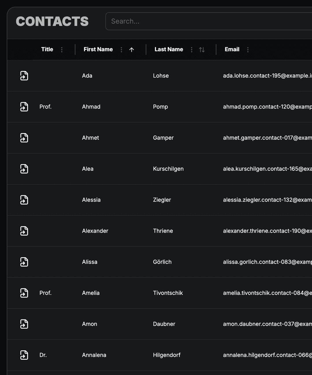 Contact overview with communication details and links.
