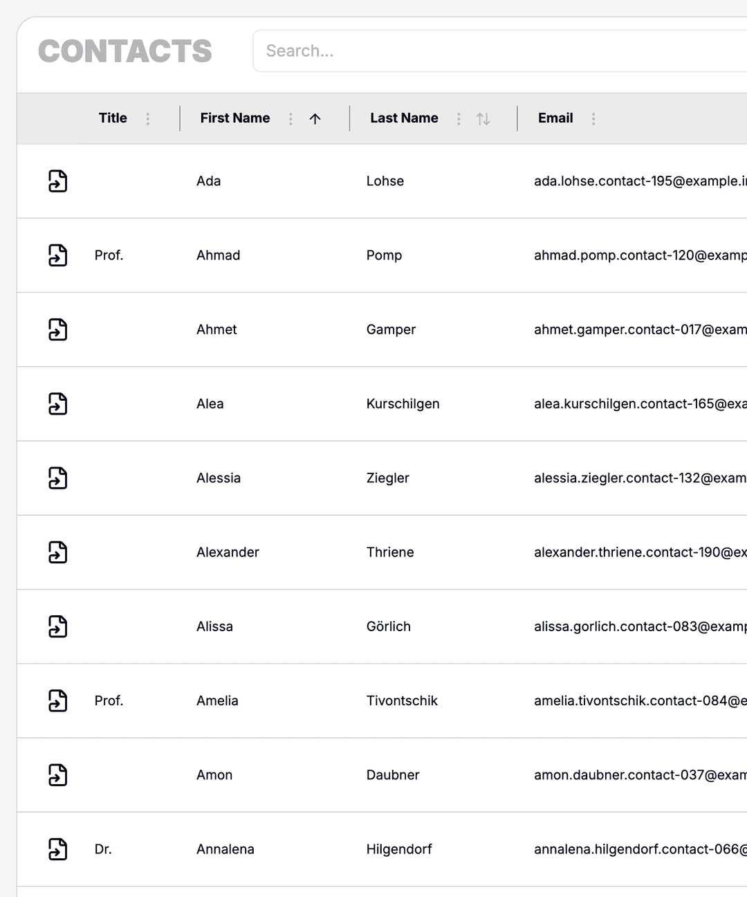 Contact overview with communication details and links.