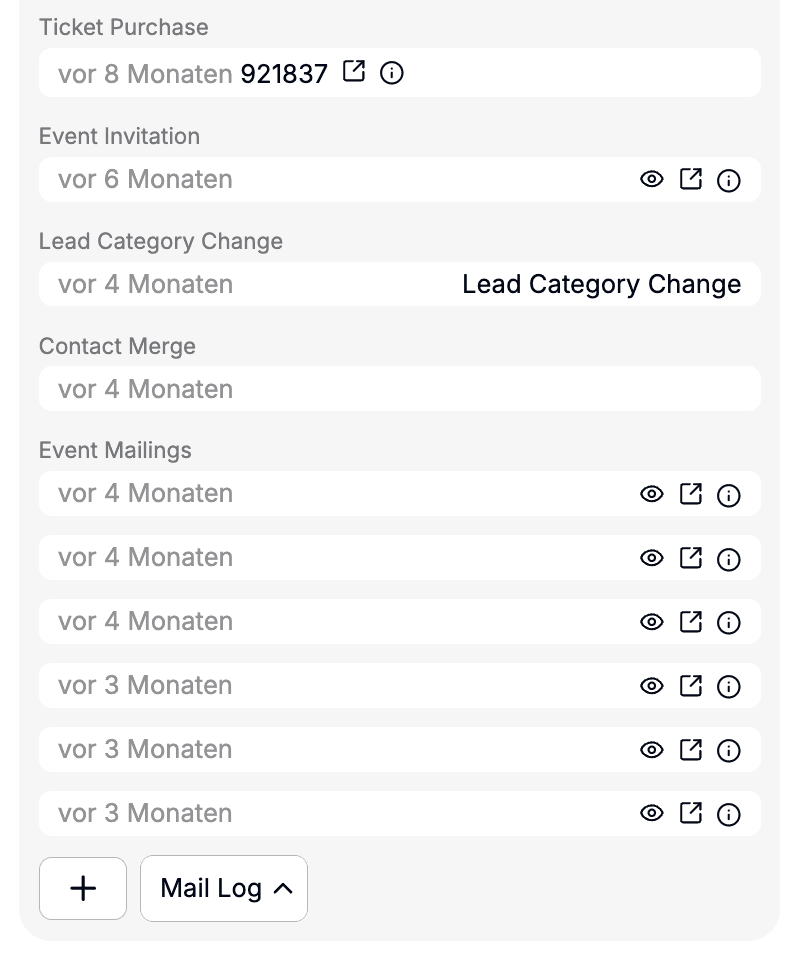 Ticketing mirroring with vouchers and ticket purchases on the lead.