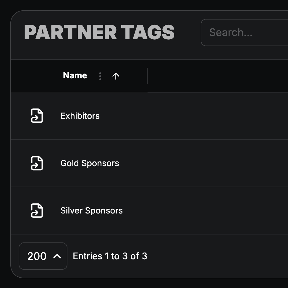 Partner tags for sponsor and partner types.