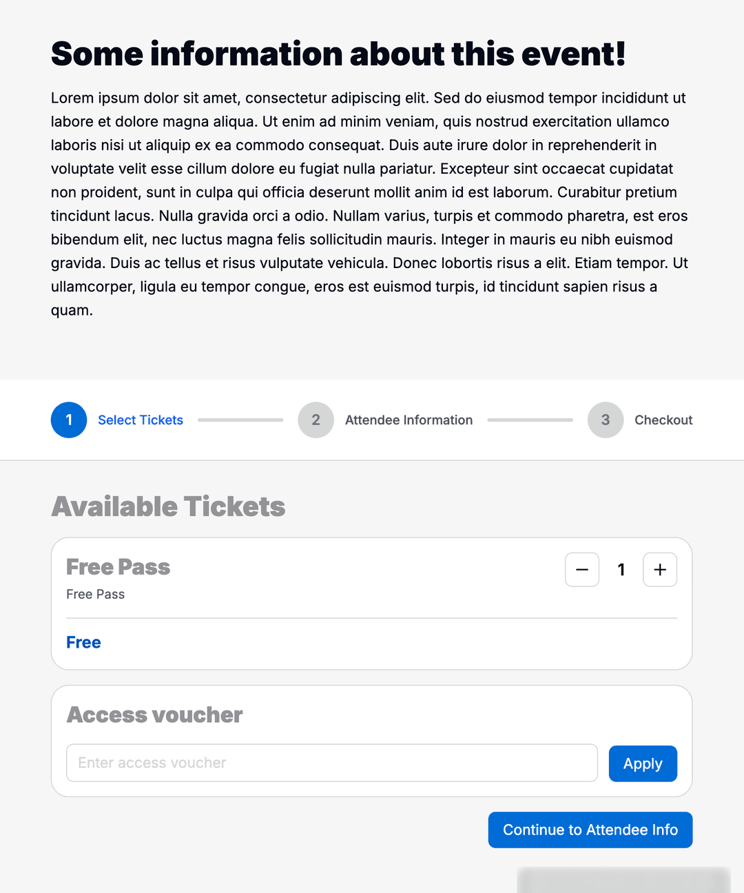 Ticket shop editor with product selection.