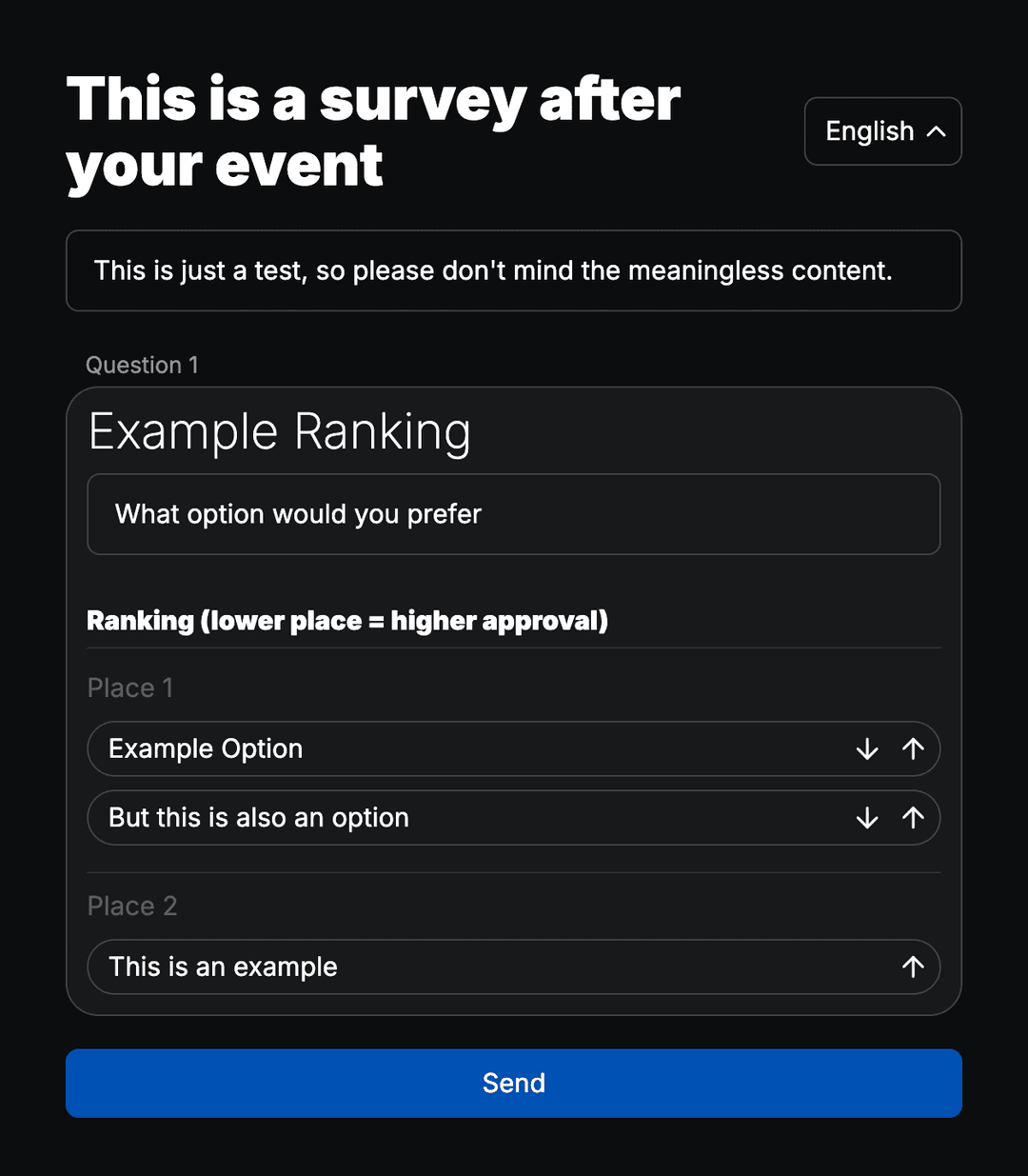 An example of a ranking in a poll.